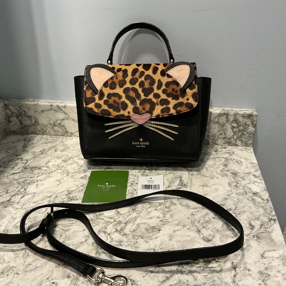 Kate Spade New York Run Wild Leopard Kerrie Cat Handbag Crossbody - Picture 2 of 8